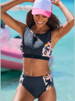 LASCANA ACTIVE Maillots De Bain<Bas de maillot de bain coloris uni tendance avec empiècements imprimés sur les côtés