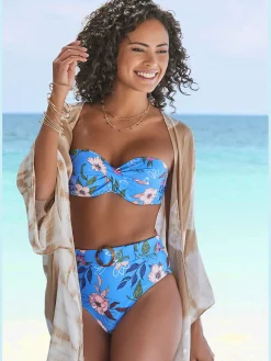 s.Oliver Maillots De Bain<Bas de maillot de bain taille haute imprimé floral moderne