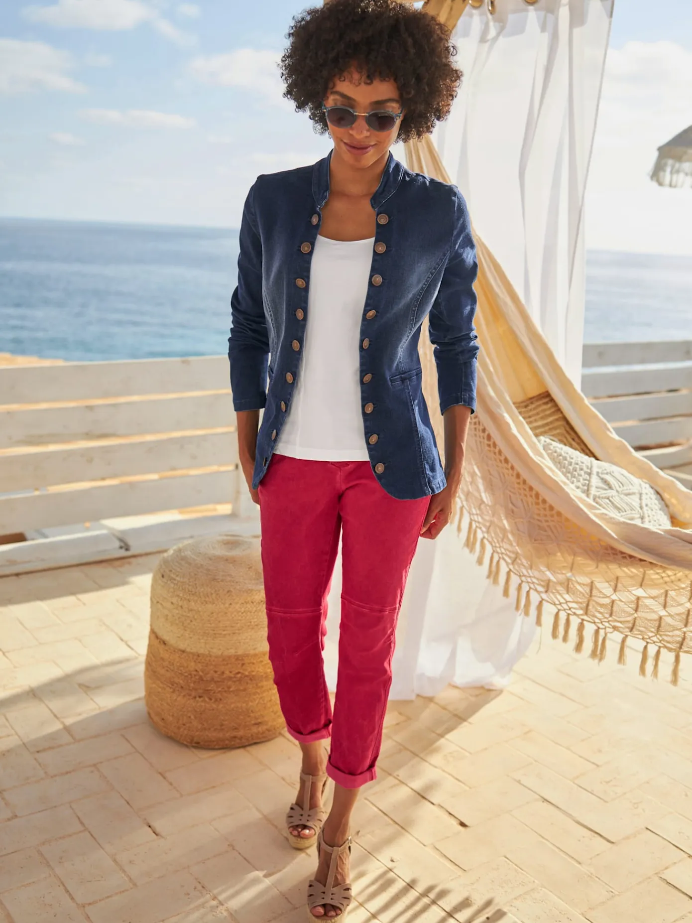 Linea Tesini Tailleurs<Blazer en jean 95% coton