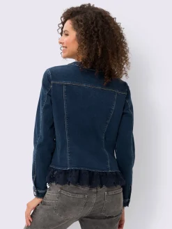 Linea Tesini Tailleurs|Blazers<Blazer en jean bordure en dentelle à l’ourlet