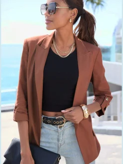 LASCANA Tailleurs|Blazers<Blazer long blazer élégant avec fines épaulettes