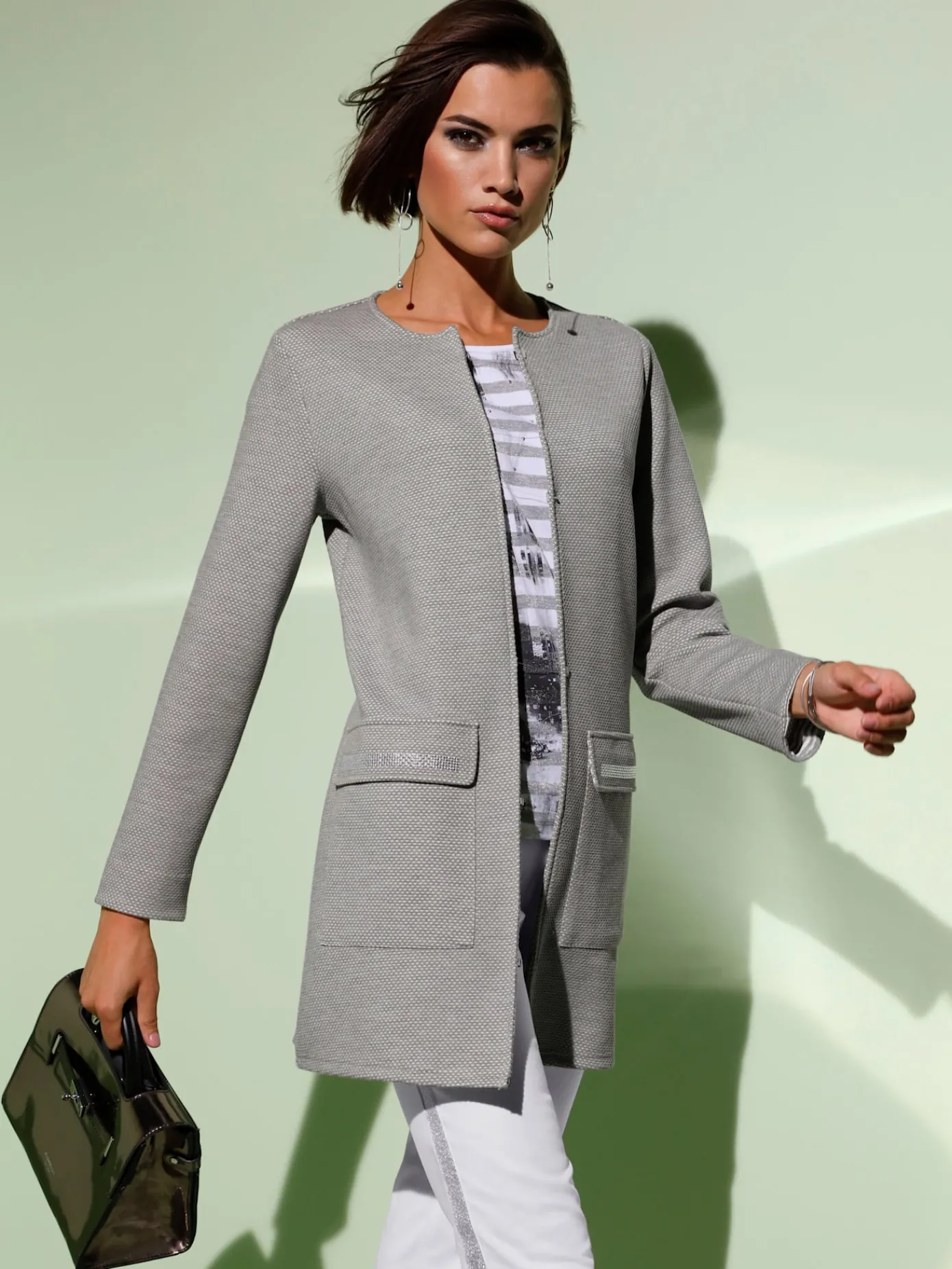 Creation L Tailleurs|Blazers<Blazer long qualité jersey extensible, souple et confortable