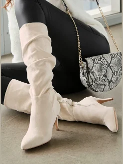 LASCANA Bottes<Bottes à glissière fronces tendance avec talon compensé confortable d'env. 8 cm