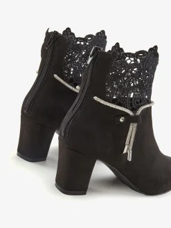 LASCANA Bottines<Bottines avec empiècement en dentelle élégant et chaînes brillantes et tendance