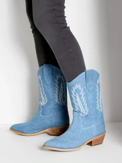 LASCANA Bottines<Bottines cowboy look denim tendance avec coutures décoratives mode