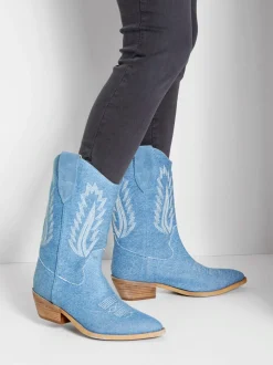 LASCANA Bottines<Bottines cowboy look denim tendance avec coutures décoratives mode