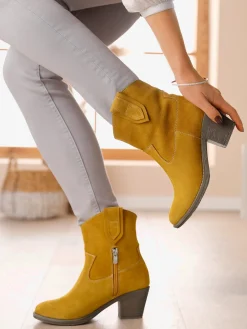 Bottines<Bottines cuir velours de vache.