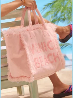 Venice Beach Maroquinerie<Cabas sac de plage tendance effet éponge avec franges
