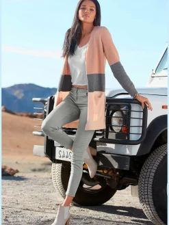 Vivance Gilets Et Cardigans<Cardigan longue veste en tricot légère avec rayures