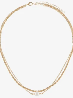 LASCANA Bijoux<Chaîne en acier inoxydable collier en acier inoxydable avec deux rangées et perles d'eau douce artificielles