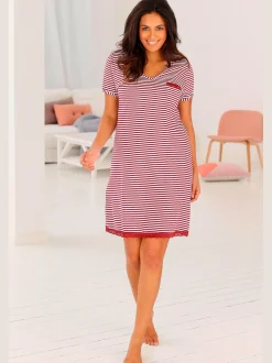 H.I.S Chemises De Nuit<Chemise de nuit rayée avec dentelle