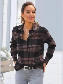 LASCANA Chemisiers<Chemisier à carreaux décontracté, col chemise