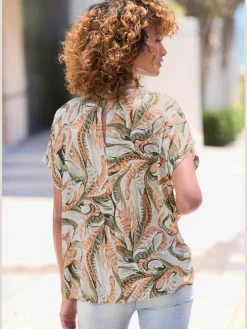 LASCANA Chemisiers<Chemisier à manches courtes chemisier imprimé avec petit col montant