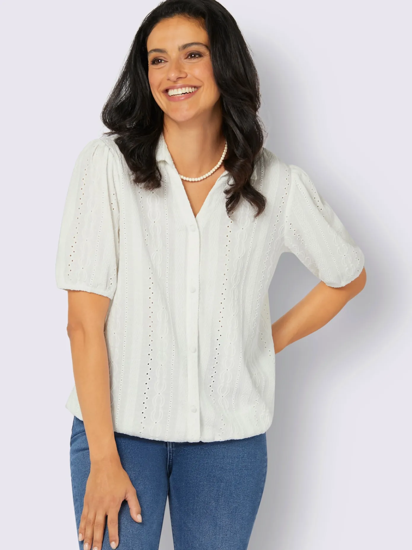 Chemisiers<Chemisier à manches courtes tissu structuré de qualité