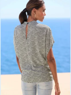 LASCANA Chemisiers<Chemisier à manches courtes chemisier imprimé avec petit col montant