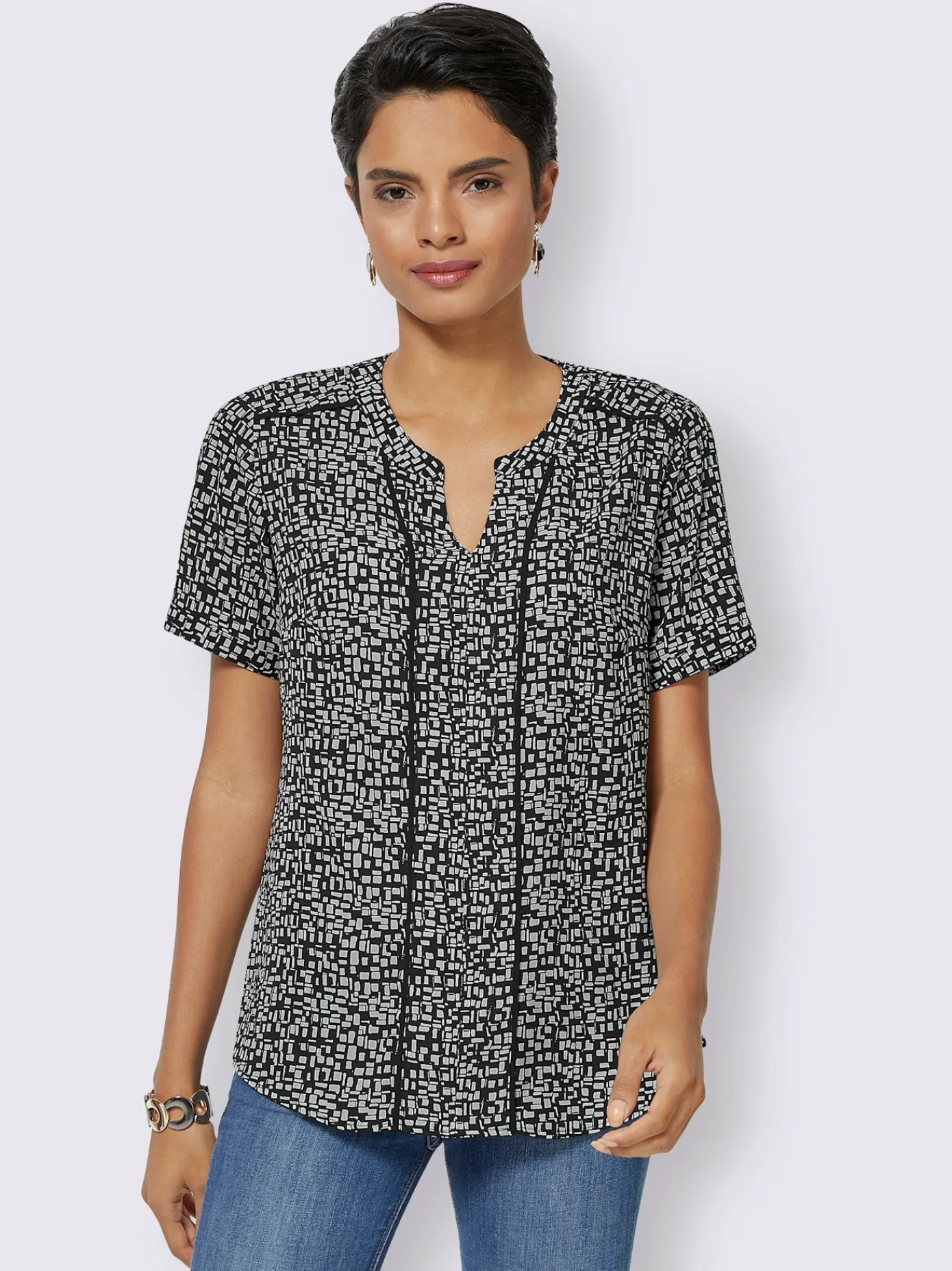 Creation L Chemisiers<Chemisier à manches courtes passepoils contrastés affinants