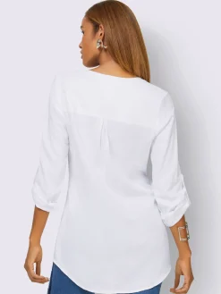 Creation L Chemisiers<Chemisier à manches longues mélange viscose-lin estival