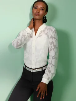 Creation L Tenues De Cérémonie|Chemisiers<Chemisier à manches longues effet vaporeux chic