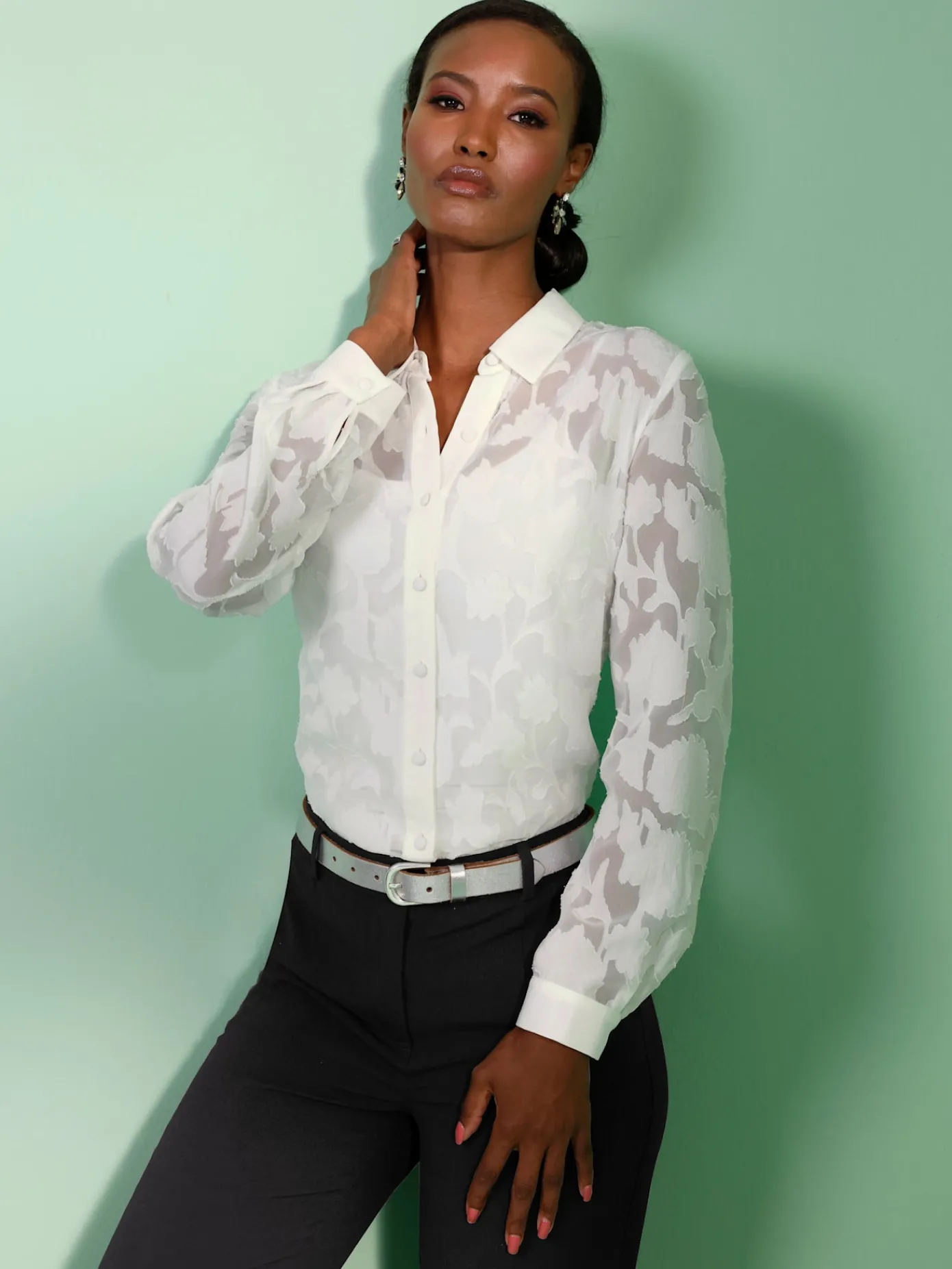 Creation L Tenues De Cérémonie|Chemisiers<Chemisier à manches longues effet vaporeux chic