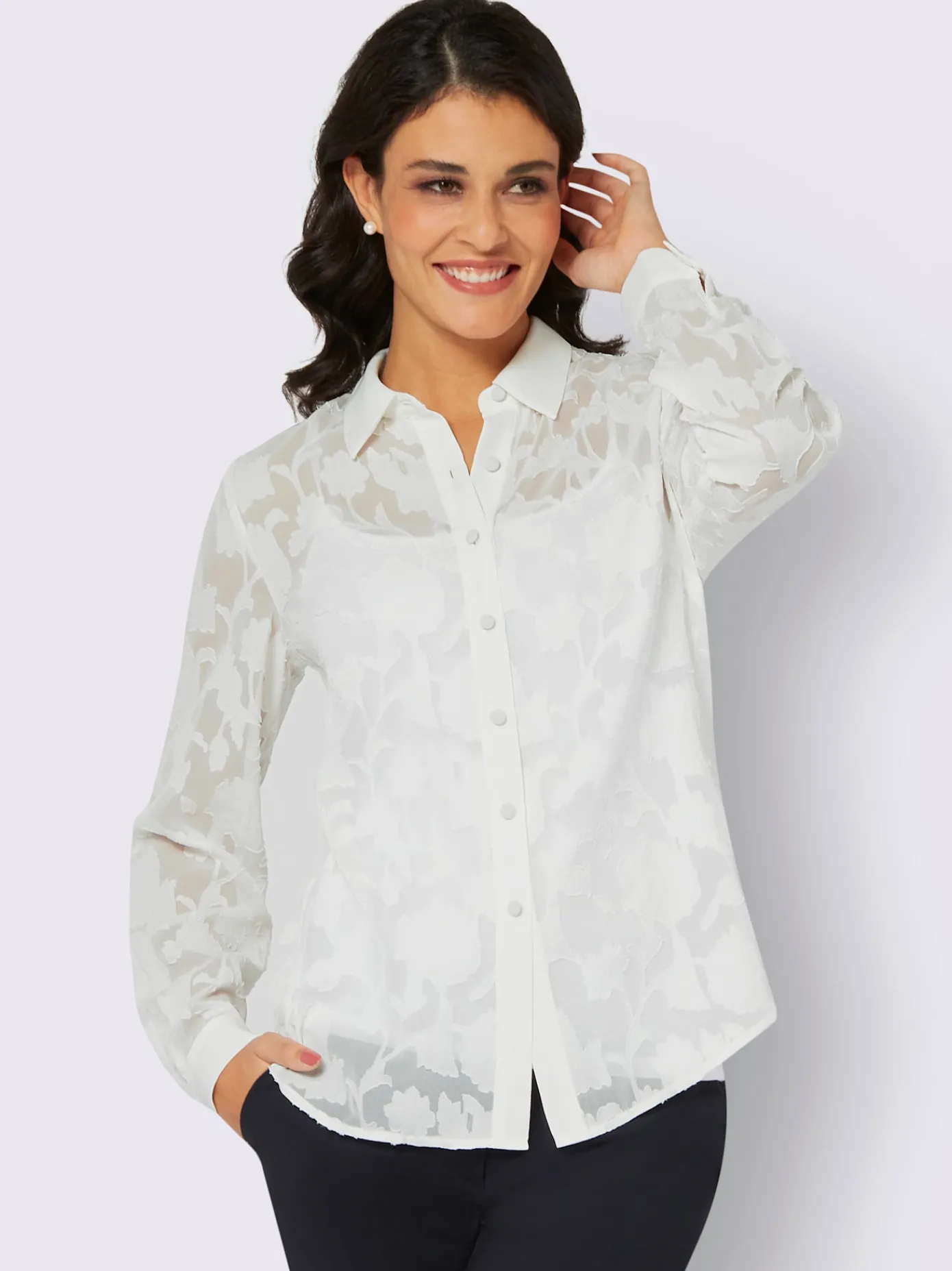 Creation L Tenues De Cérémonie|Chemisiers<Chemisier à manches longues effet vaporeux chic