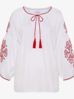 LASCANA Chemisiers<Chemisier à manches longues encolure avec ruban et houppes