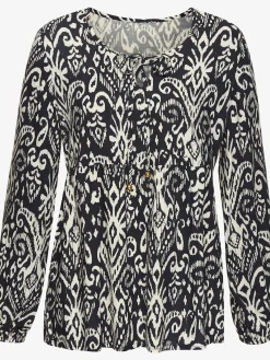 Vivance Chemisiers<Chemisier à manches longues encolure ronde avec rubans décoratifs et perles couleur or