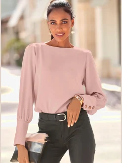 LASCANA Chemisiers<Chemisier à manches longues encolure ronde