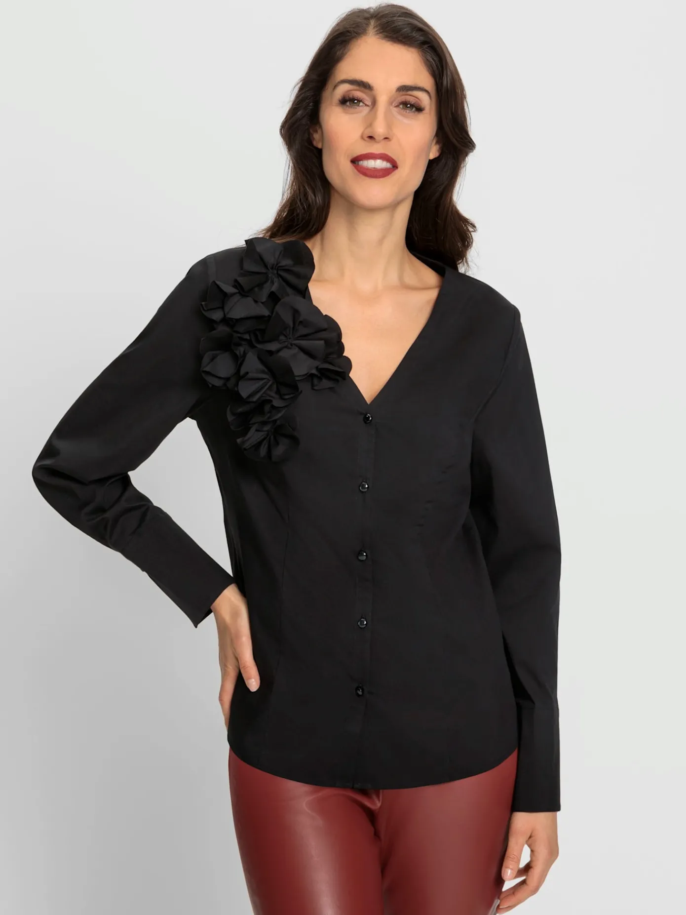 Ashley Brooke Chemisiers<Chemisier à manches longues applications florales