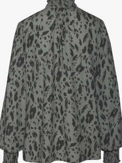 LASCANA Chemisiers<Chemisier à manches longues col montant smocké avec bordure volantée