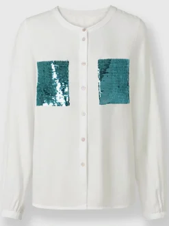 Rick Cardona Chemisiers<Chemisier à manches longues poche poitrine à paillettes