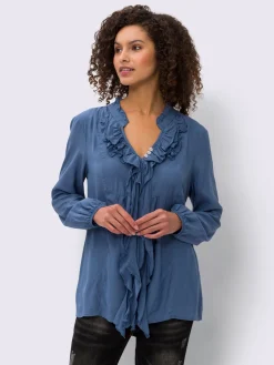 Linea Tesini Chemisiers<Chemisier à volants 70% viscose