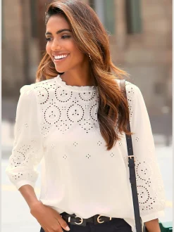 LASCANA Chemisiers<Chemisier avec broderie ajourée