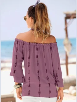 LASCANA Chemisiers<Chemisier carmen manches 3/4 à volants