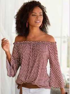 LASCANA Chemisiers<Chemisier carmen manches 3/4 à volants