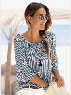 LASCANA Chemisiers<Chemisier carmen manches 3/4 à volants