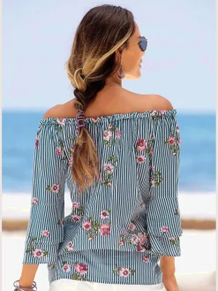 LASCANA Chemisiers<Chemisier carmen manches 3/4 à volants