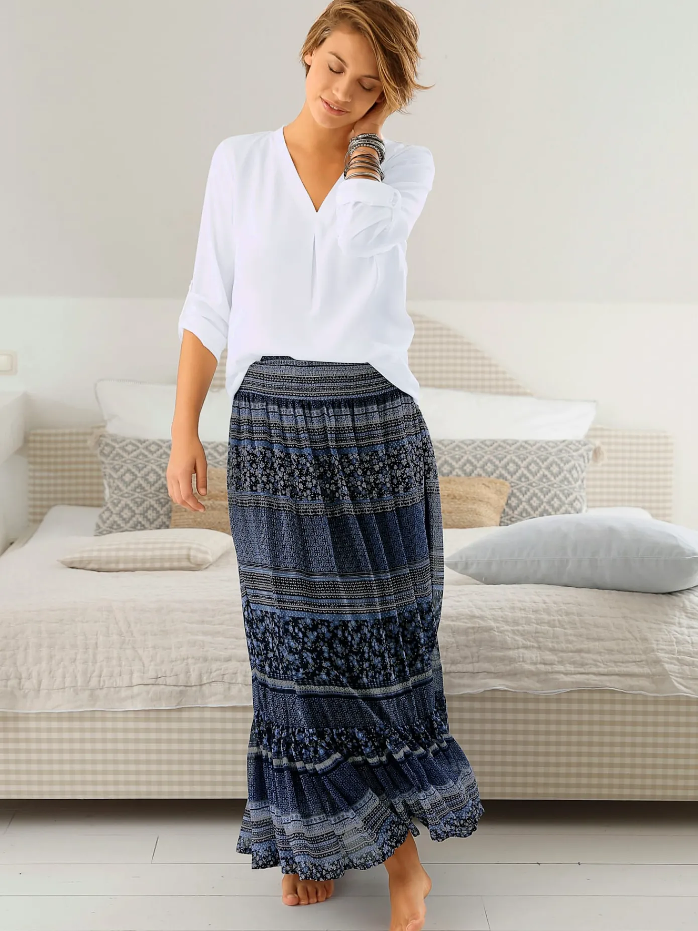 Chemisiers<Chemisier col en v long et élégant