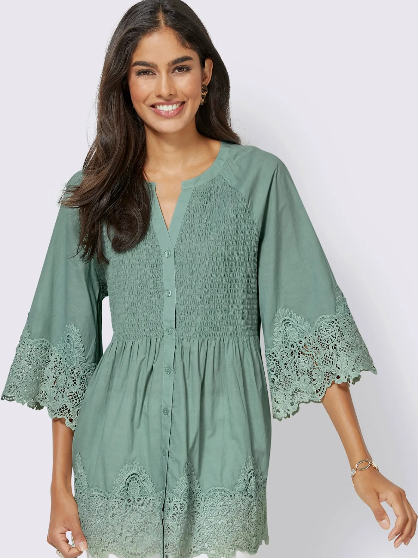 Alessa W. Tenues De Cérémonie<Chemisier empiècements dentelle ourlet et manches