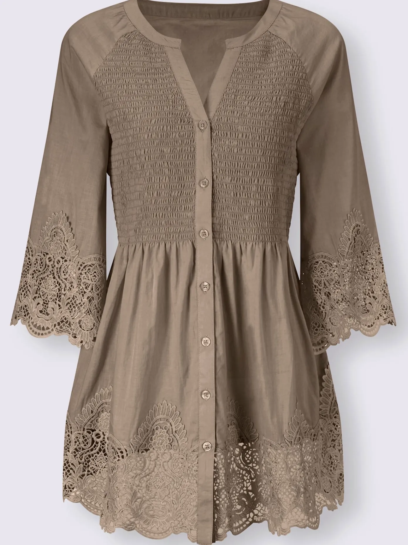 Alessa W. Tenues De Cérémonie|Chemisiers<Chemisier empiècements dentelle ourlet et manches