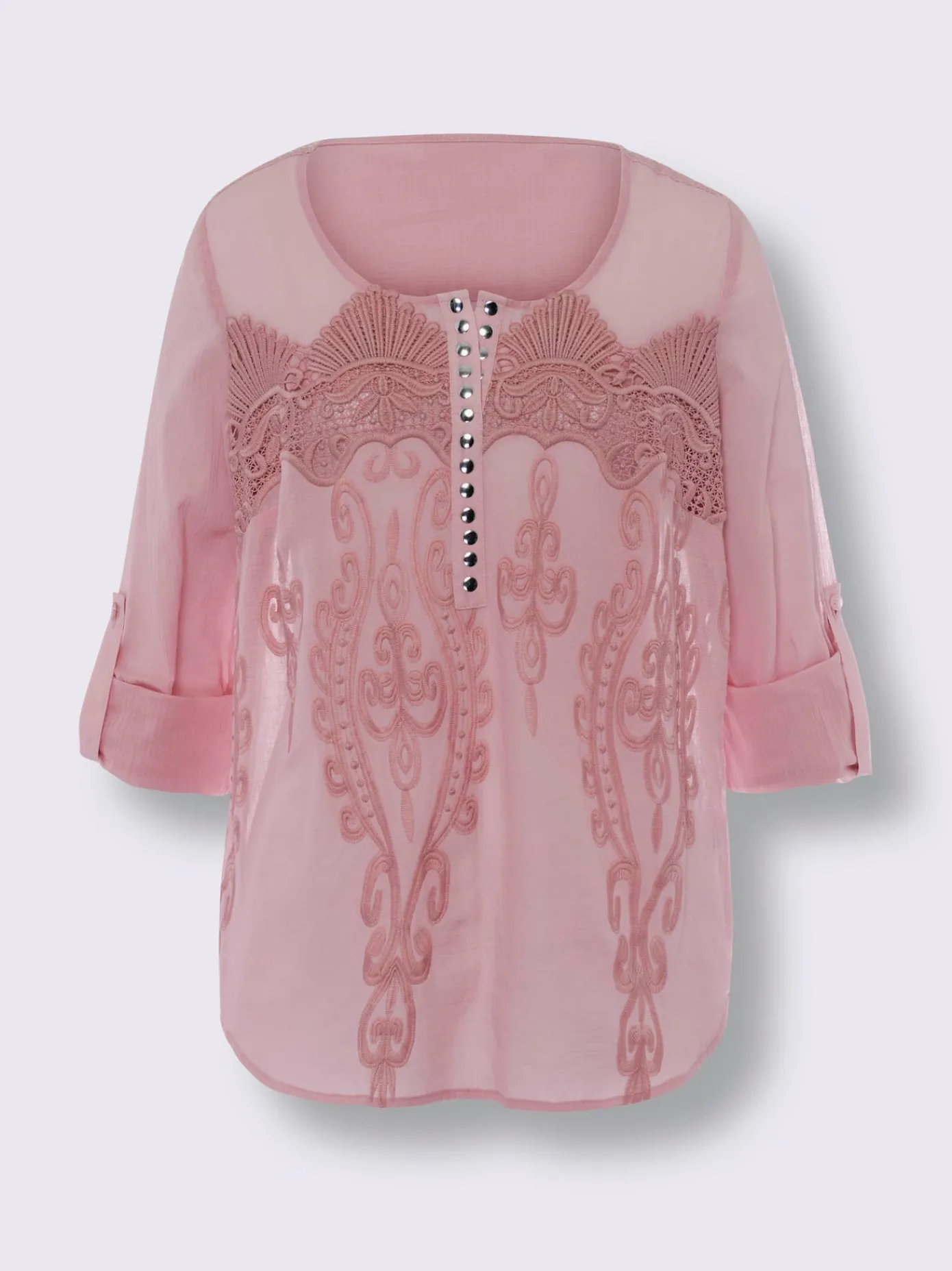 Linea Tesini Chemisiers<Chemisier en coton avec broderie et applications métalliques