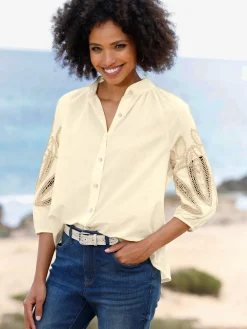 Linea Tesini Chemisiers<Chemisier en coton broderie avec ourlet ajouré