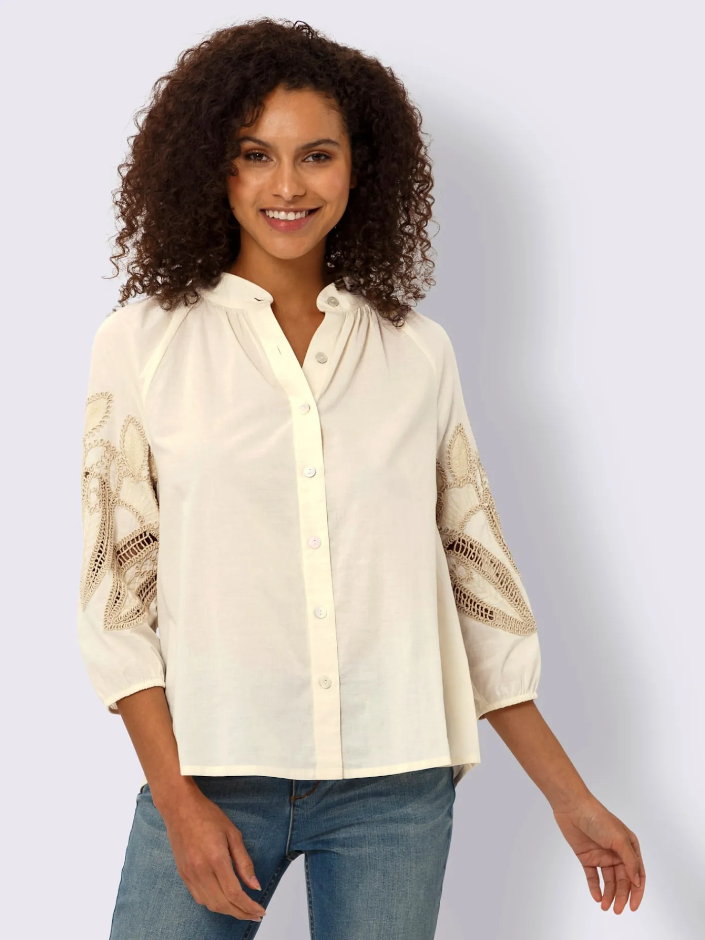 Linea Tesini Chemisiers<Chemisier en coton broderie avec ourlet ajouré