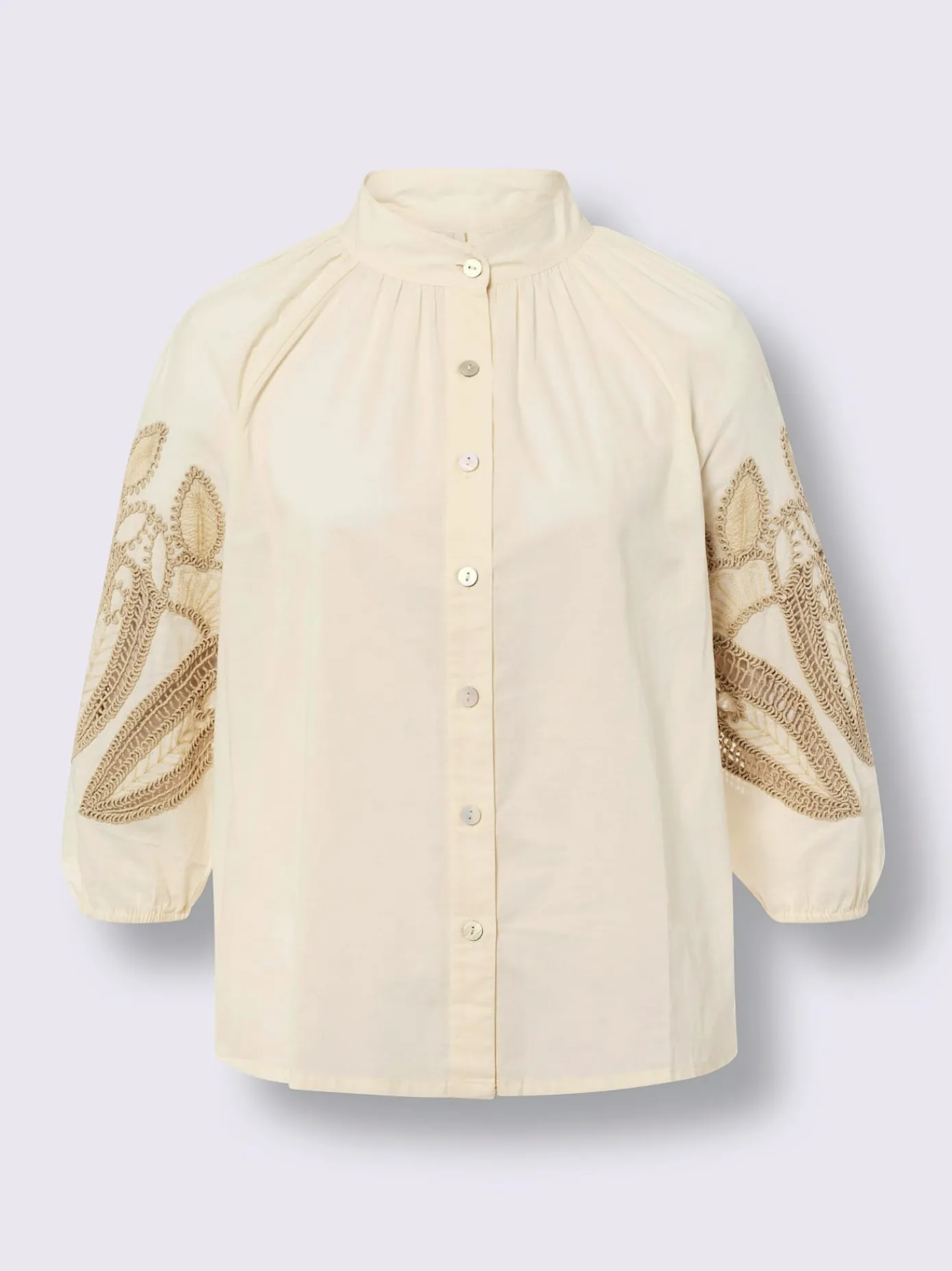 Linea Tesini Chemisiers<Chemisier en coton broderie avec ourlet ajouré