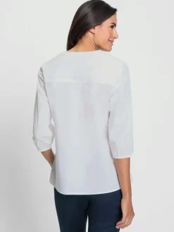 Chemisiers<Chemisier en coton broderie contrastée