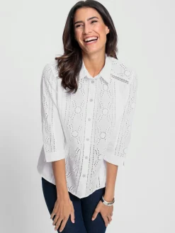 Chemisiers<Chemisier en coton superbe broderie de madère