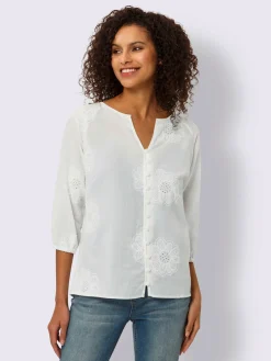 Linea Tesini Chemisiers<Chemisier en coton superbe broderie ajourée