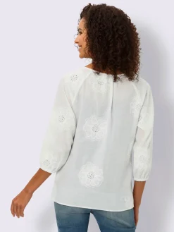 Linea Tesini Chemisiers<Chemisier en coton superbe broderie ajourée