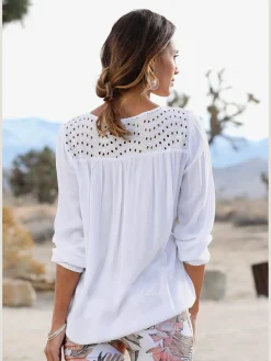 LASCANA Chemisiers<Chemisier en crêpe ceinture élastique à la finition des manches