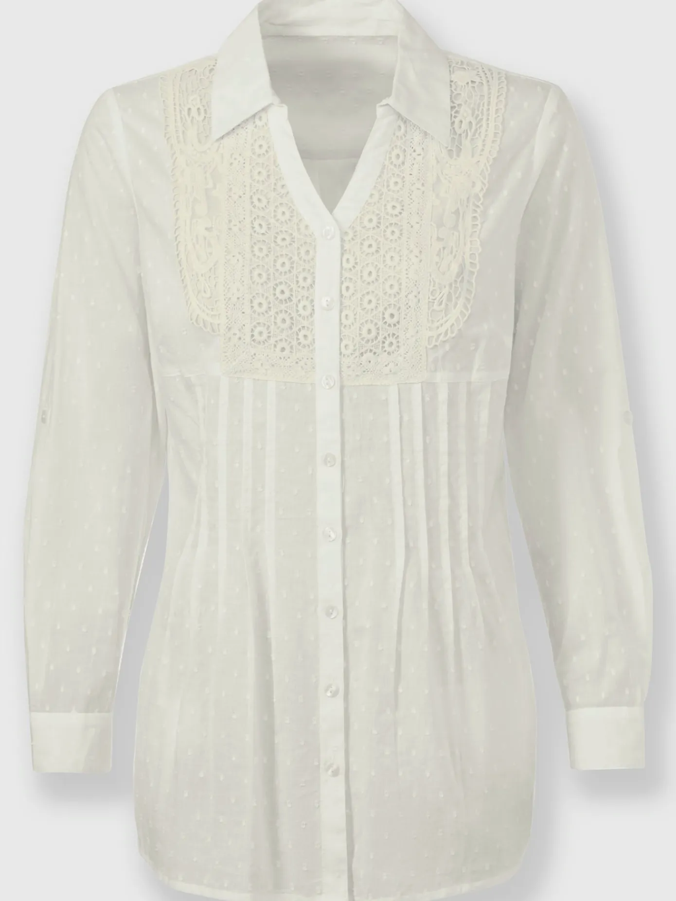 Chemisiers<Chemisier en dentelle pur coton