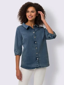 Linea Tesini Chemisiers<Chemisier en jean col à revers élégant